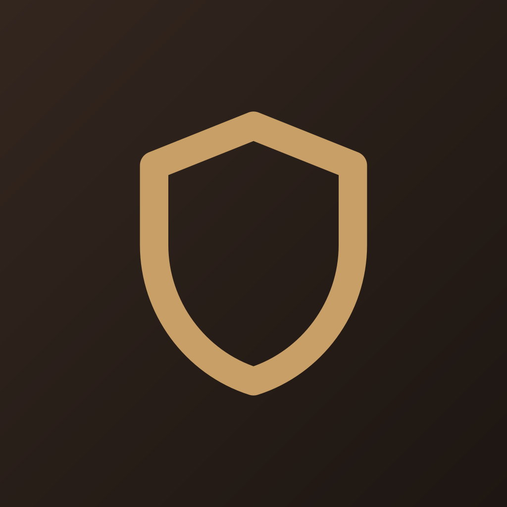 The Map For Us app icon: an amber shield on a dark brown square